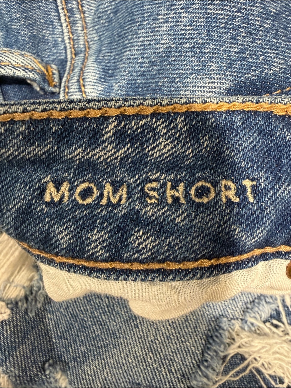 American Eagle Mom Shorts Size 6 Distressed Denim Jean Shorts High Rise Frayed - Picture 11 of 12